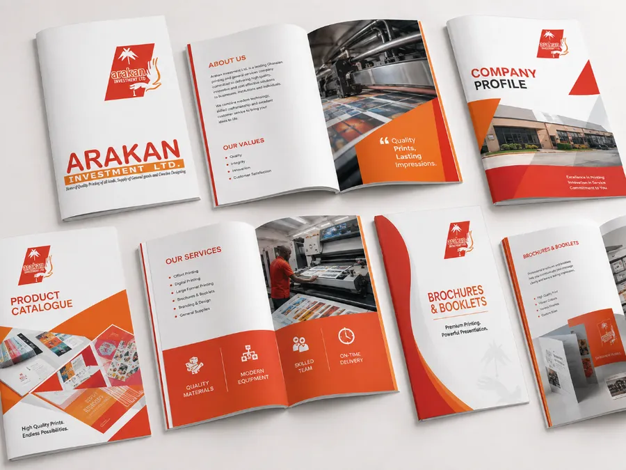 Brochure booklet catalogue and report printing in Accra Ghana by Arakan